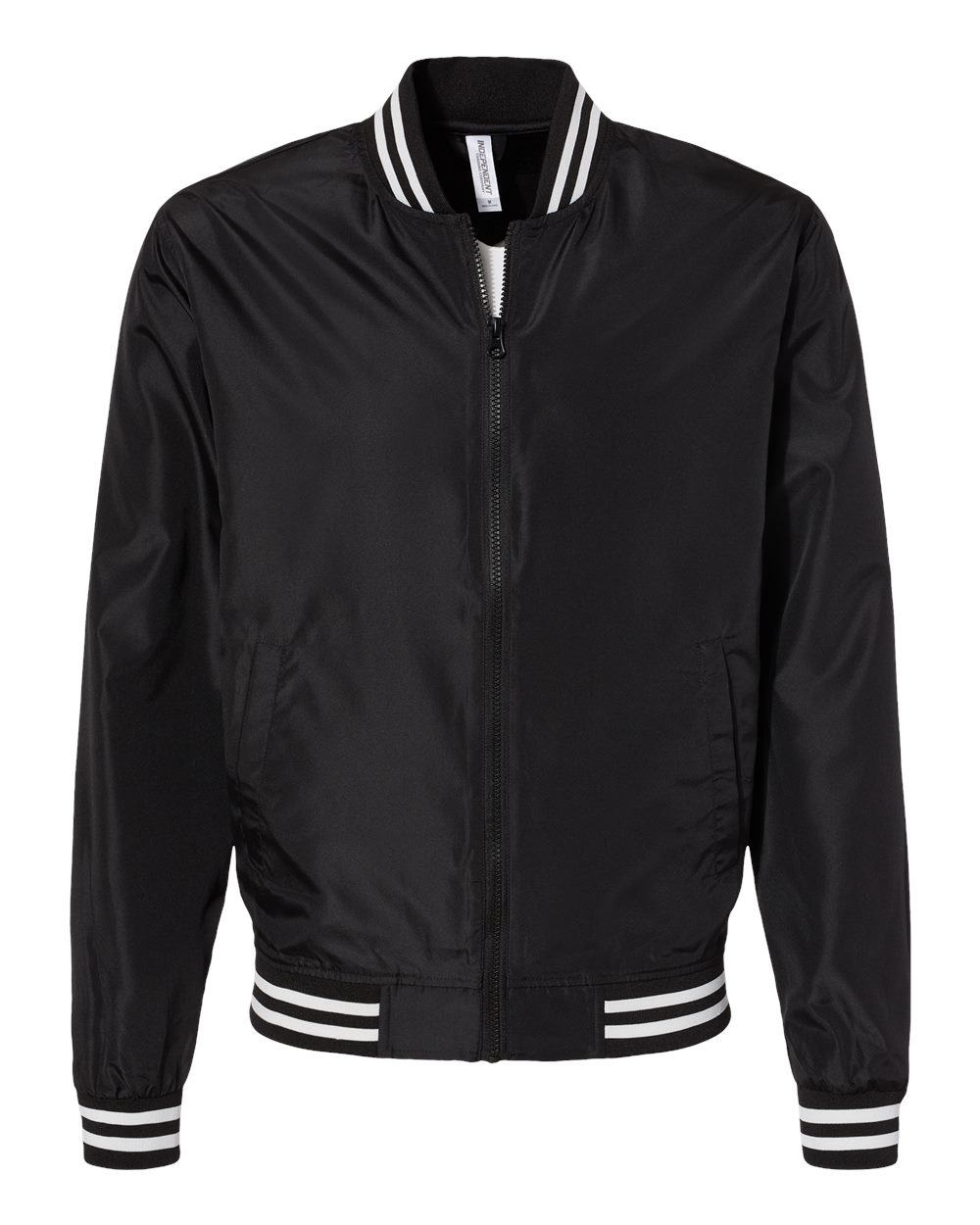 Independent Trading Co. Unisex Lightweight Bomber Jacket. EXP52BMR - Black/ White Stripe