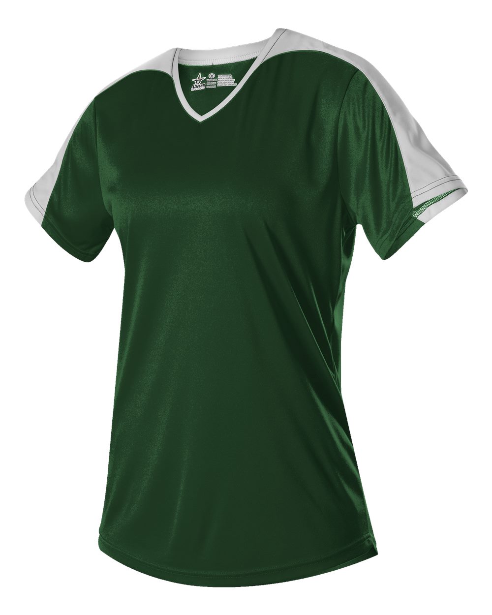 Alleson Athletic Girls' V-Neck Fastpitch Jersey. 558VG - Forest/ White