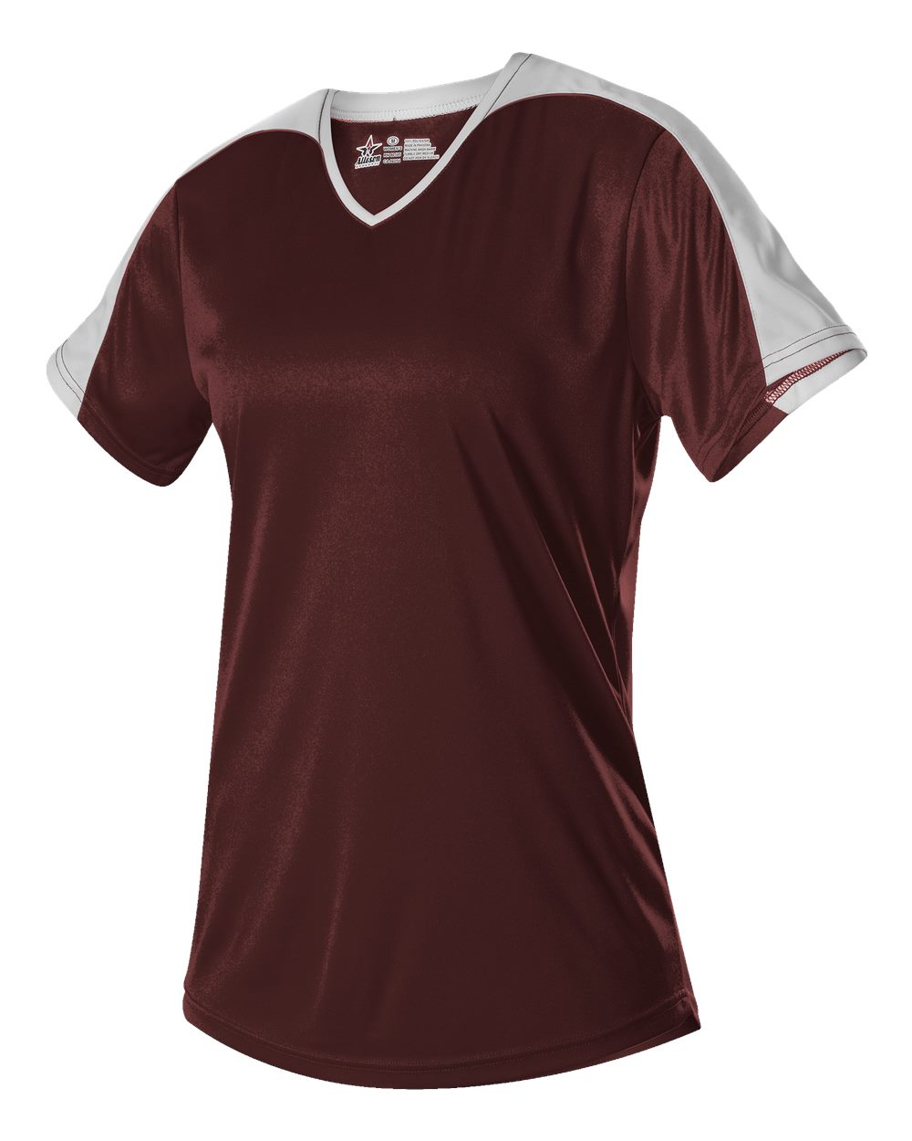 Alleson Athletic Girls' V-Neck Fastpitch Jersey. 558VG - Maroon/ White