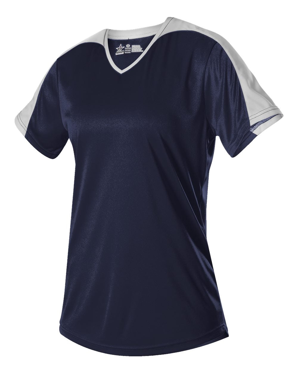 Alleson Athletic Girls' V-Neck Fastpitch Jersey. 558VG - Navy/ White