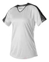 Alleson Athletic Girls' V-Neck Fastpitch Jersey. 558VG - White/ Black