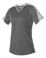 Alleson Athletic Women's V-Neck Fastpitch Jersey. 558VW - Charcoal/ White