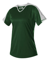 Alleson Athletic Women's V-Neck Fastpitch Jersey. 558VW - Forest/ White