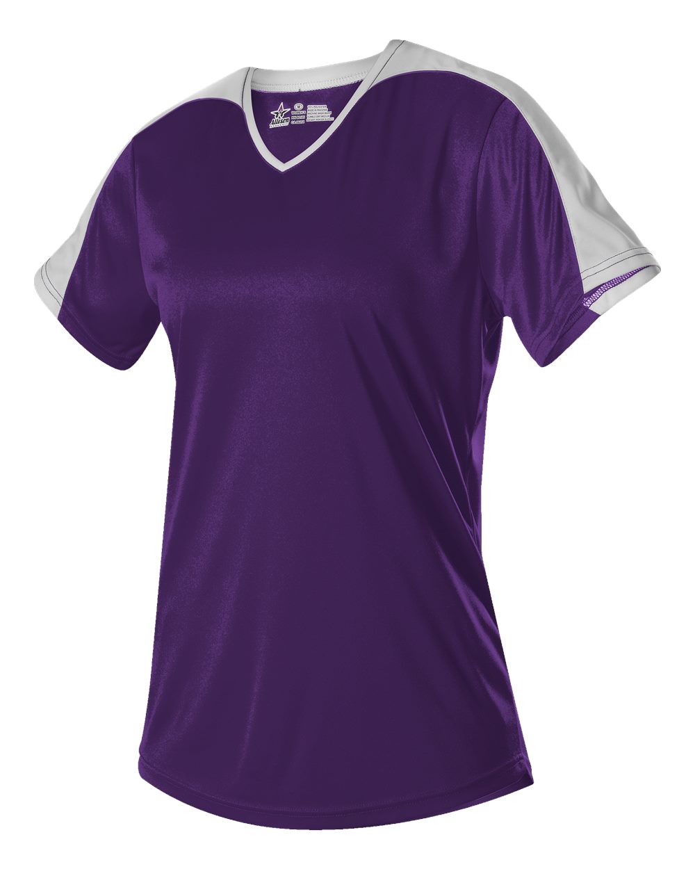Alleson Athletic Women's V-Neck Fastpitch Jersey. 558VW - Purple/ White