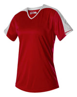 Alleson Athletic Women's V-Neck Fastpitch Jersey. 558VW - Red/ White