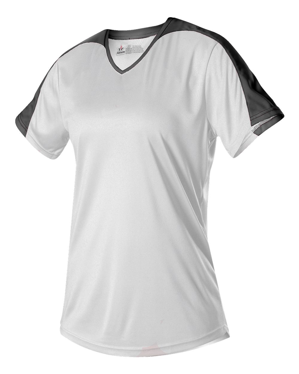 Alleson Athletic Women's V-Neck Fastpitch Jersey. 558VW - White/ Black