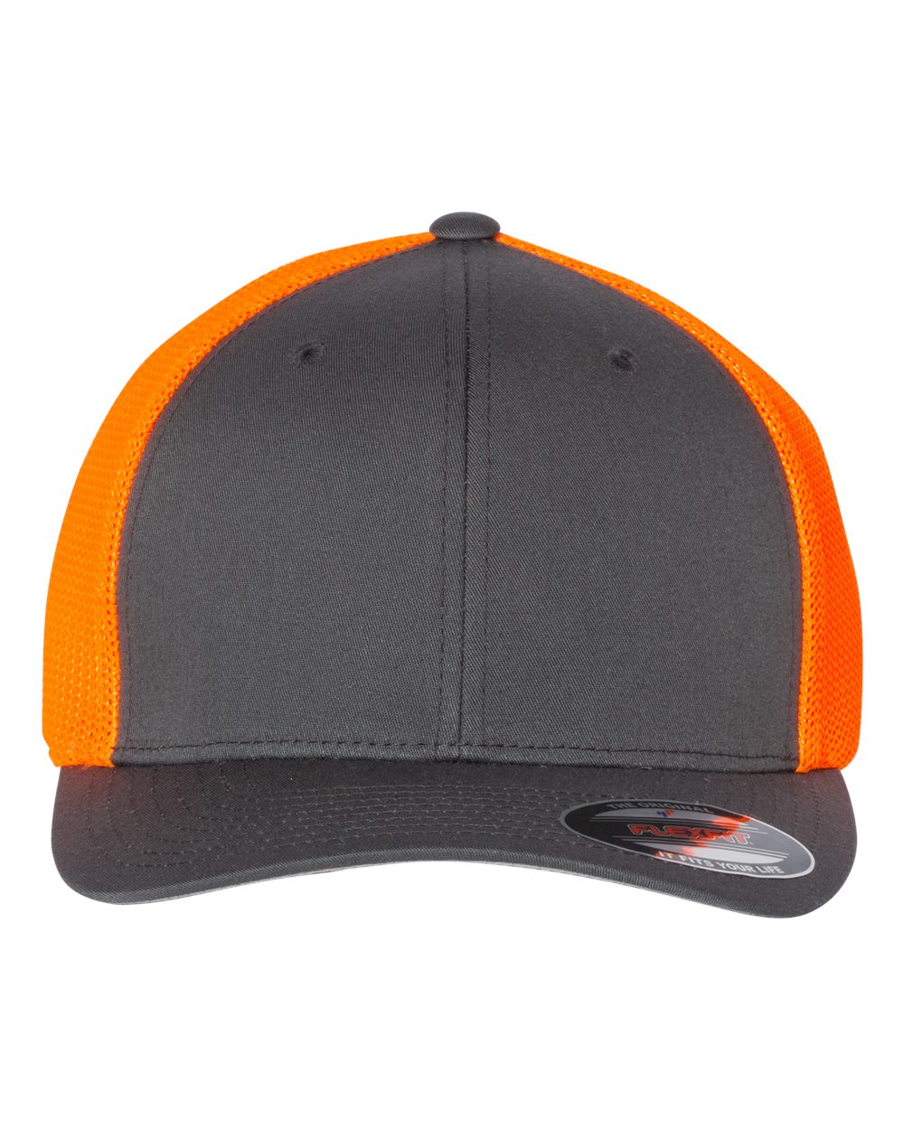 Flexfit Trucker Cap. 6511 - Charcoal/ Neon Orange