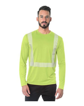Bayside Unisex USA-Made Hi-Visibility Long Sleeve Performance T-Shirt - Segmented Tape. 3740 - Lime Green