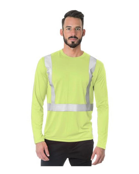 Bayside Men's USA-Made Hi-Visibility Long Sleeve Performance T-Shirt. 3742 - Lime Green