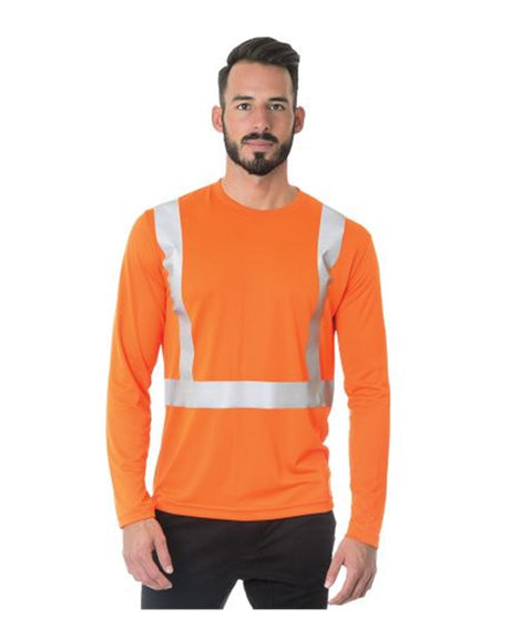 Bayside Men's USA-Made Hi-Visibility Long Sleeve Performance T-Shirt. 3742 - Orange