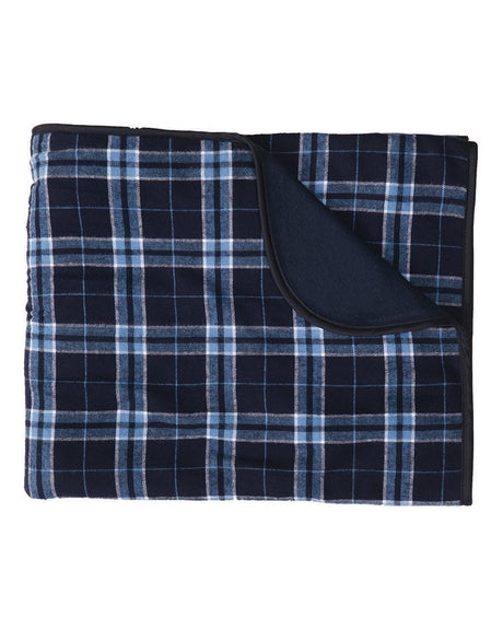 Boxercraft Flannel Blanket. FB250 - Navy/ Columbia Plaid