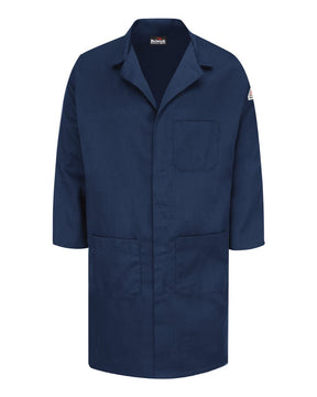 Bulwark Men's Concealed Snap Front Lab Coat - EXCEL FR® ComforTouch® - 6 oz.. KLL6 - Navy