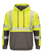 Bulwark Men's Hi-Visibility Color-Blocked Hooded Sweatshirt. SMB4 - Yellow/ Green
