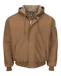 Bulwark Men's Insulated Brown Duck Hooded Jacket with Knit Trim. JLH6 - Brown Duck