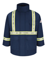 Bulwark Men's Deluxe Parka With Reflective Trim - EXCEL FR® ComforTouch. JLPC - Navy