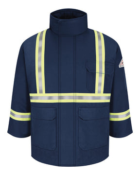Bulwark Men's Deluxe Parka With Reflective Trim - EXCEL FR® ComforTouch. JLPC - Navy