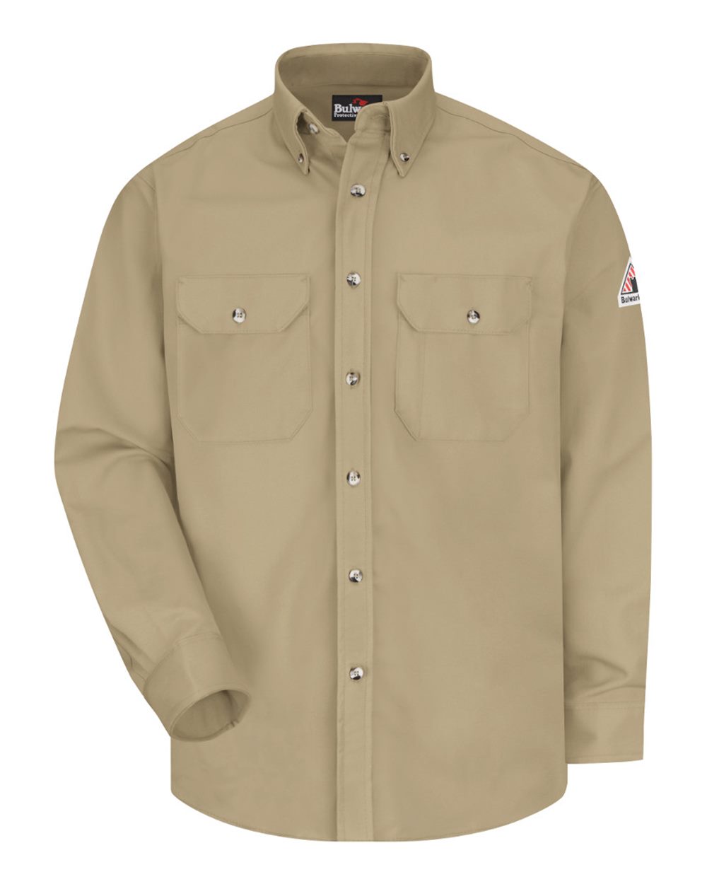 Bulwark Men's Tall Dress Uniform Shirt - Excel FR ComforTouch - 7 oz.. SLU2T - Khaki