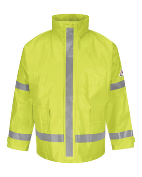 Bulwark Men's Hi-Visibility Flame-Resistant Rain Jacket. JXN6 - Yellow/ Green
