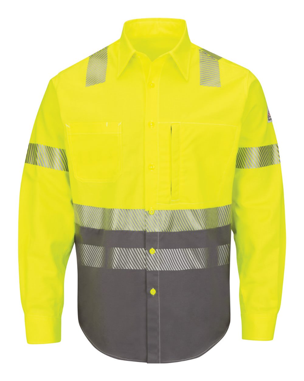 Bulwark Men's Tall Hi-Visibility Color Block Uniform Shirt - EXCEL FR® ComforTouch® - 7 oz.. SLB4HT - Yellow