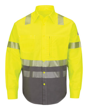 Bulwark Men's Tall Hi-Visibility Color Block Uniform Shirt - EXCEL FR® ComforTouch® - 7 oz.. SLB4HT - Yellow