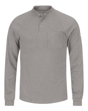 Bulwark Men's Long Sleeve Henley Shirt- CoolTouch®2. SML2 - Grey