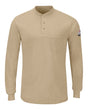 Bulwark Men's Tall Long Sleeve Henley. SML8T - Khaki