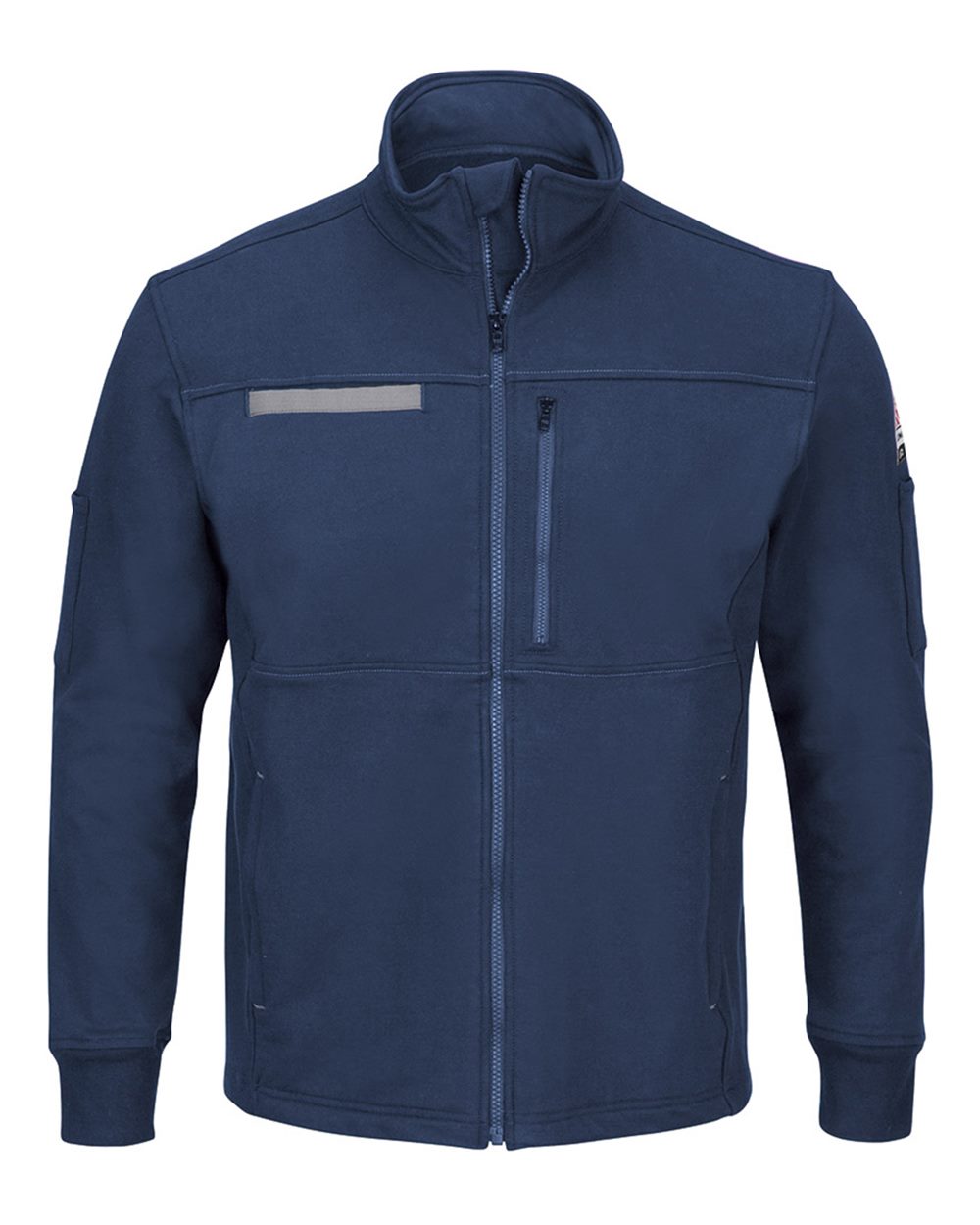 Bulwark Men's Tall Zip Front Fleece Jacket-Cotton /Spandex Blend. SEZ2T - Navy
