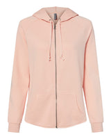 Independent Trading Co. Women's California Wave Wash Full-Zip Hooded Sweatshirt. PRM2500Z - Blush