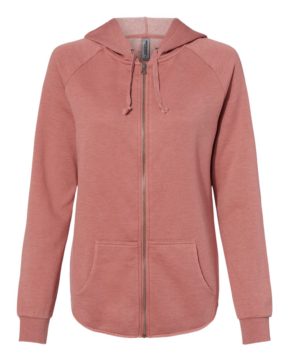 Independent Trading Co. Women's California Wave Wash Full-Zip Hooded Sweatshirt. PRM2500Z - Dusty Rose