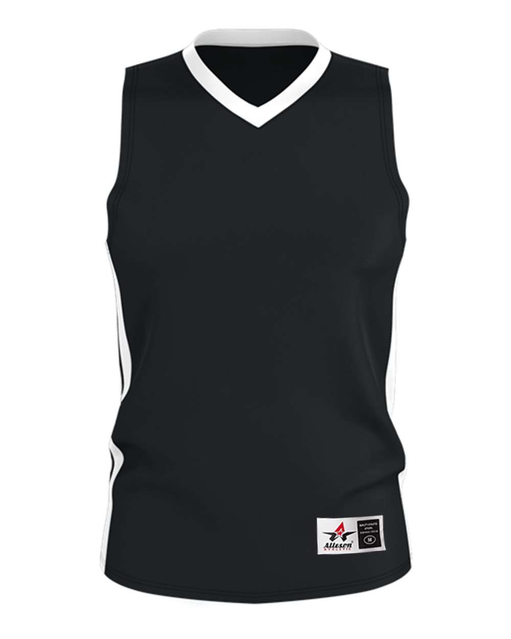 Alleson Athletic Men's Single Ply Basketball Jersey. 538J - Black/ White