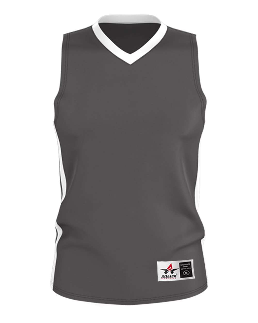 Alleson Athletic Men's Single Ply Basketball Jersey. 538J - Charcoal/ White