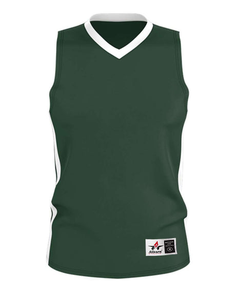 Alleson Athletic Men's Single Ply Basketball Jersey. 538J - Forest/ White