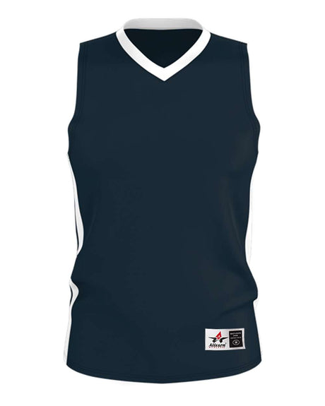 Alleson Athletic Men's Single Ply Basketball Jersey. 538J - Navy/ White