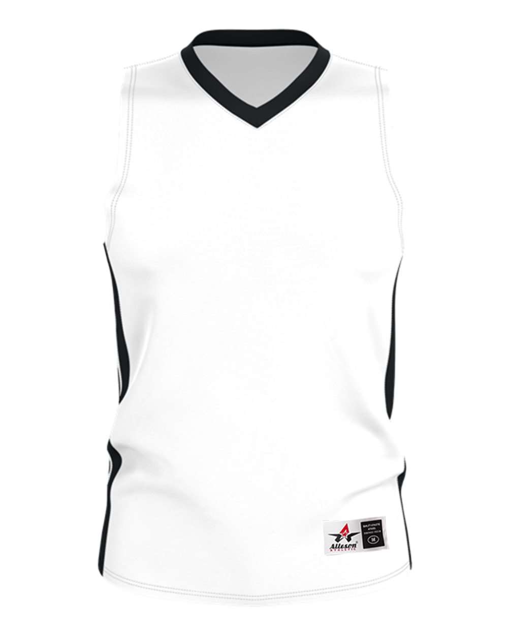 Alleson Athletic Men's Single Ply Basketball Jersey. 538J - White/ Black