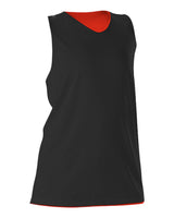 Alleson Athletic Women's Reversible Racerback Tank. 506CRW - Black/ Orange