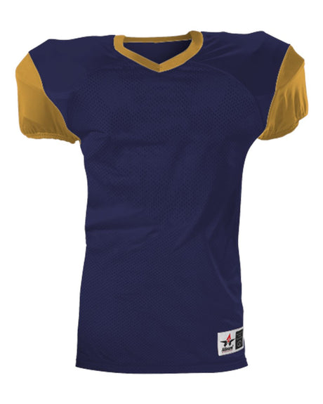 Alleson Athletic Youth Pro Game Football Jersey. 751Y - Navy/ Vegas Gold