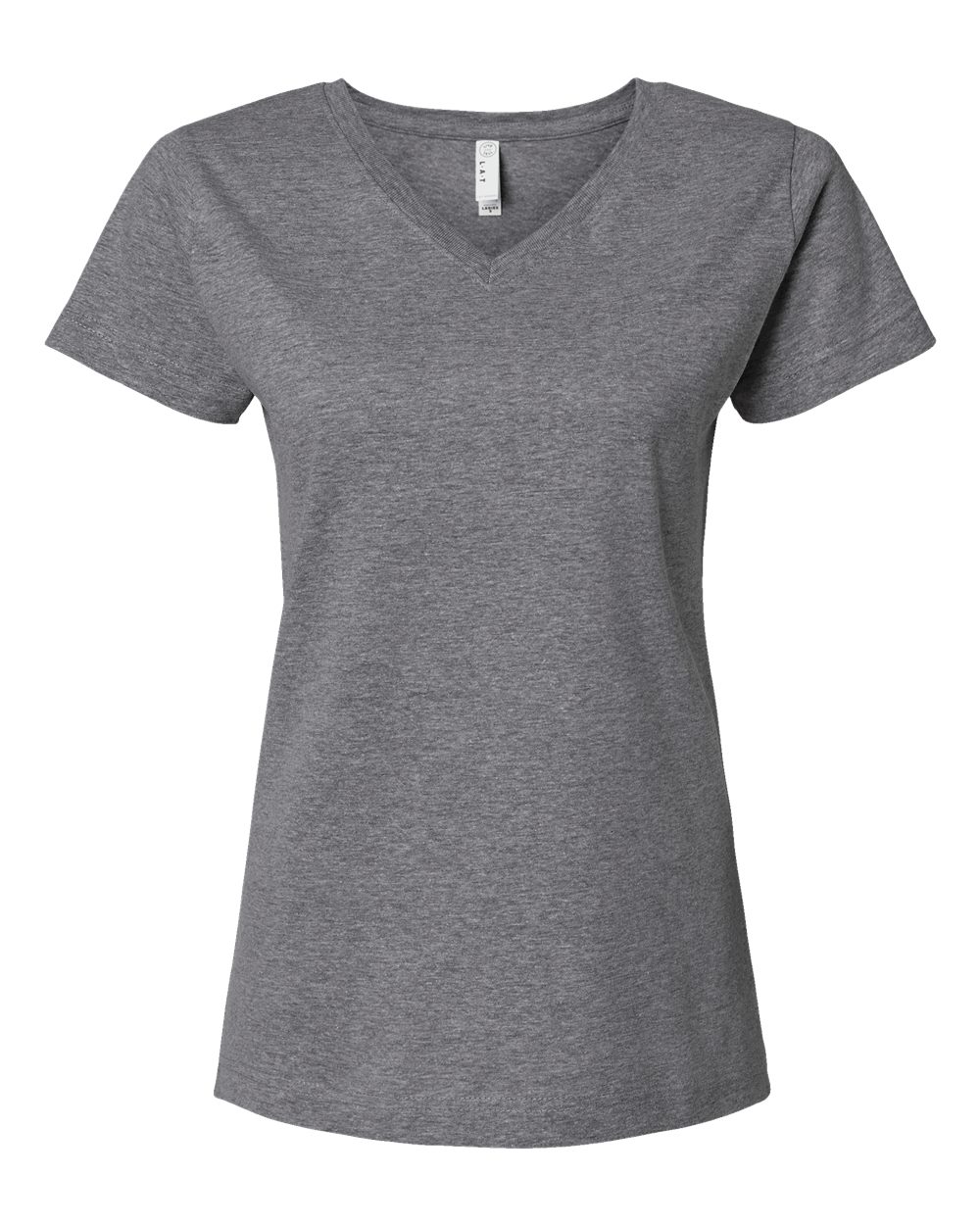 LAT Women's Fine Jersey V-Neck Tee. 3507 - Granite Heather