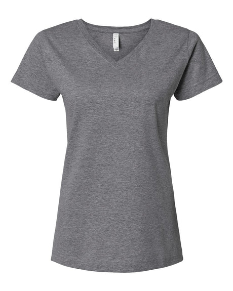 LAT Women's Fine Jersey V-Neck Tee. 3507 - Granite Heather