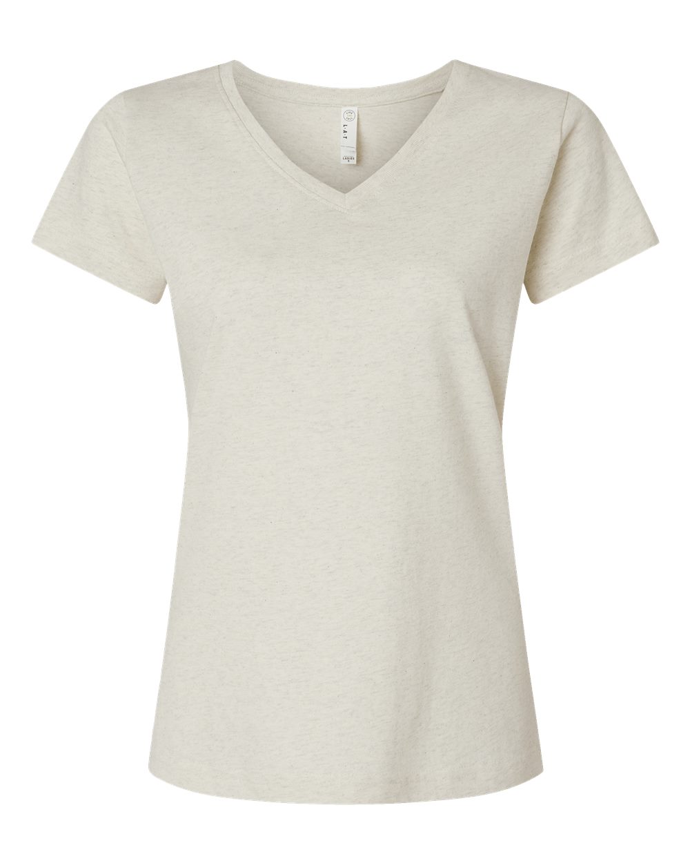 LAT Women's Fine Jersey V-Neck Tee. 3507 - Natural Heather