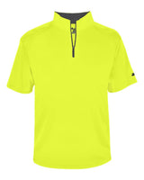 Badger Men's B-Core Short Sleeve Quarter-Zip. 4199 - Safety Yellow/ Graphite