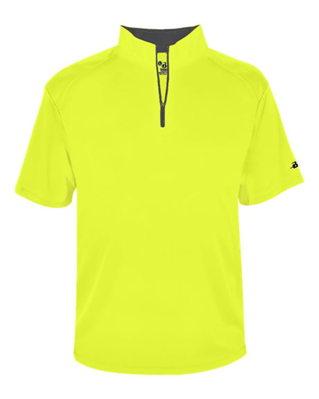 Badger Men's B-Core Short Sleeve Quarter-Zip. 4199 - Safety Yellow/ Graphite