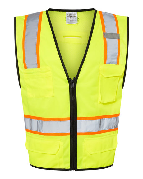 Kishigo Unisex 6 Pocket Contrast Class 2 Vest. 1580-1581 - Lime