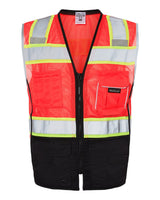 Kishigo Unisex Premium Black Series® Black Bottom Class 2 Vest. 1515-1516 - Fluorescent Red (1715)