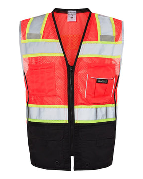 Kishigo Unisex Premium Black Series® Black Bottom Class 2 Vest. 1515-1516 - Fluorescent Red (1715)