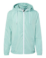 Independent Trading Co. Men's Lightweight Windbreaker Full-Zip Jacket. EXP54LWZ - Aqua/ White Zipper