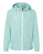 Independent Trading Co. Men's Lightweight Windbreaker Full-Zip Jacket. EXP54LWZ - Aqua/ White Zipper