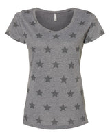 Code Five Women's Star Print Scoop Neck Tee. 3629 - Granite Heather Star