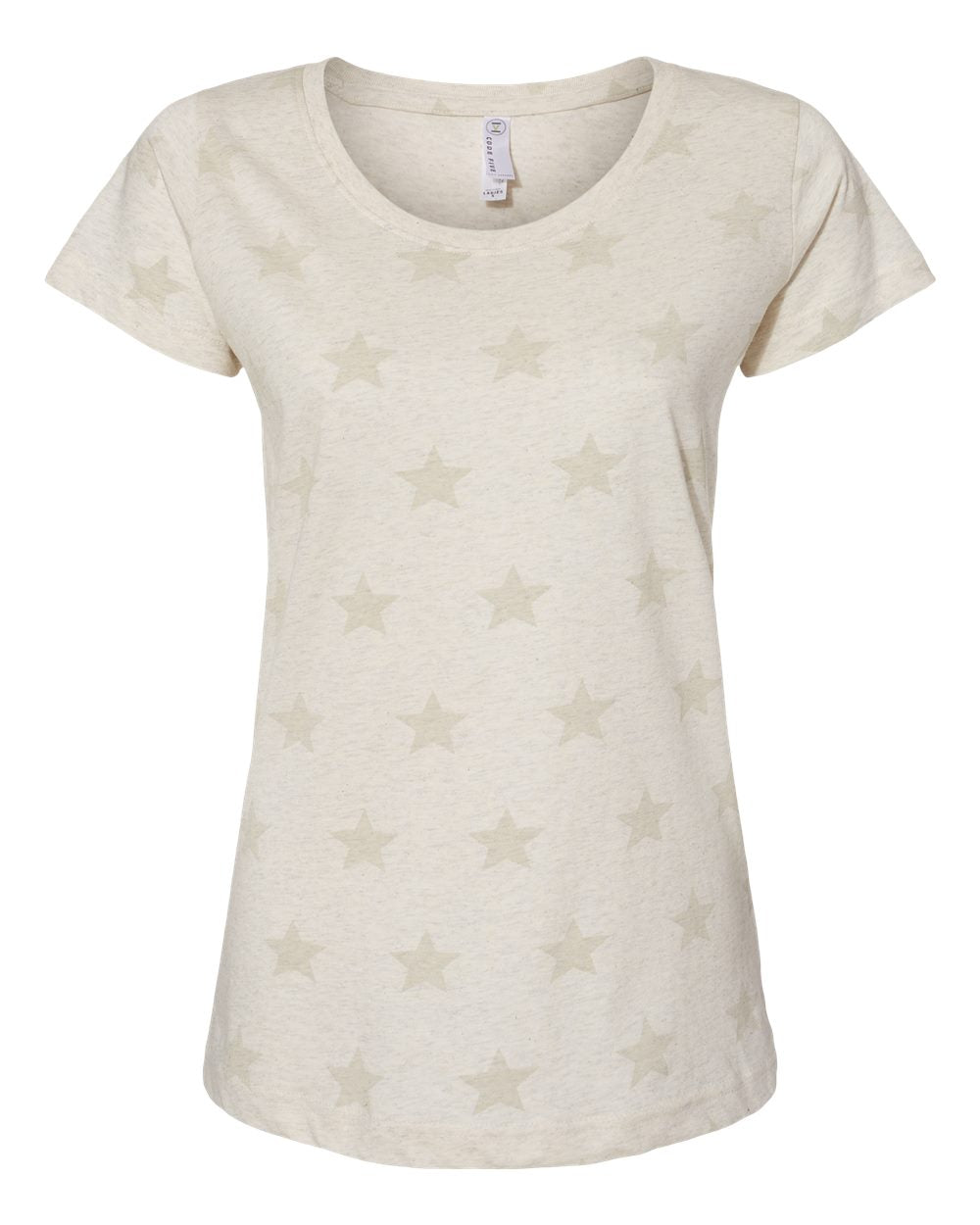 Code Five Women's Star Print Scoop Neck Tee. 3629 - Natural Heather Star