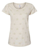 Code Five Women's Star Print Scoop Neck Tee. 3629 - Natural Heather Star