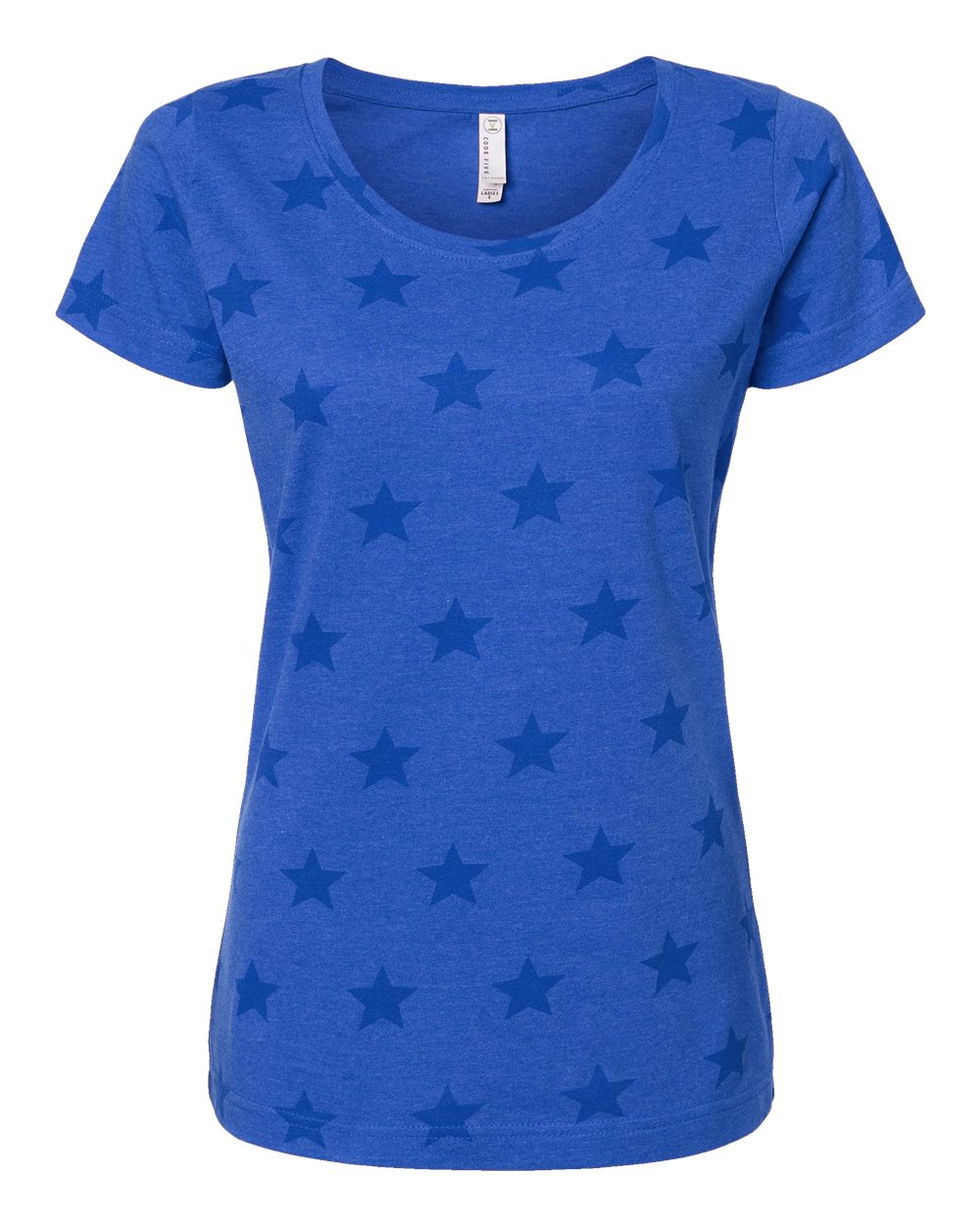 Code Five Women's Star Print Scoop Neck Tee. 3629 - Royal Star